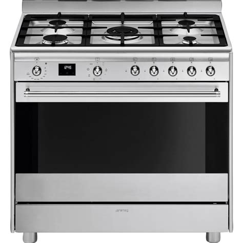 smeg 90cm stainless steel cooker with gas hob ssa91max2